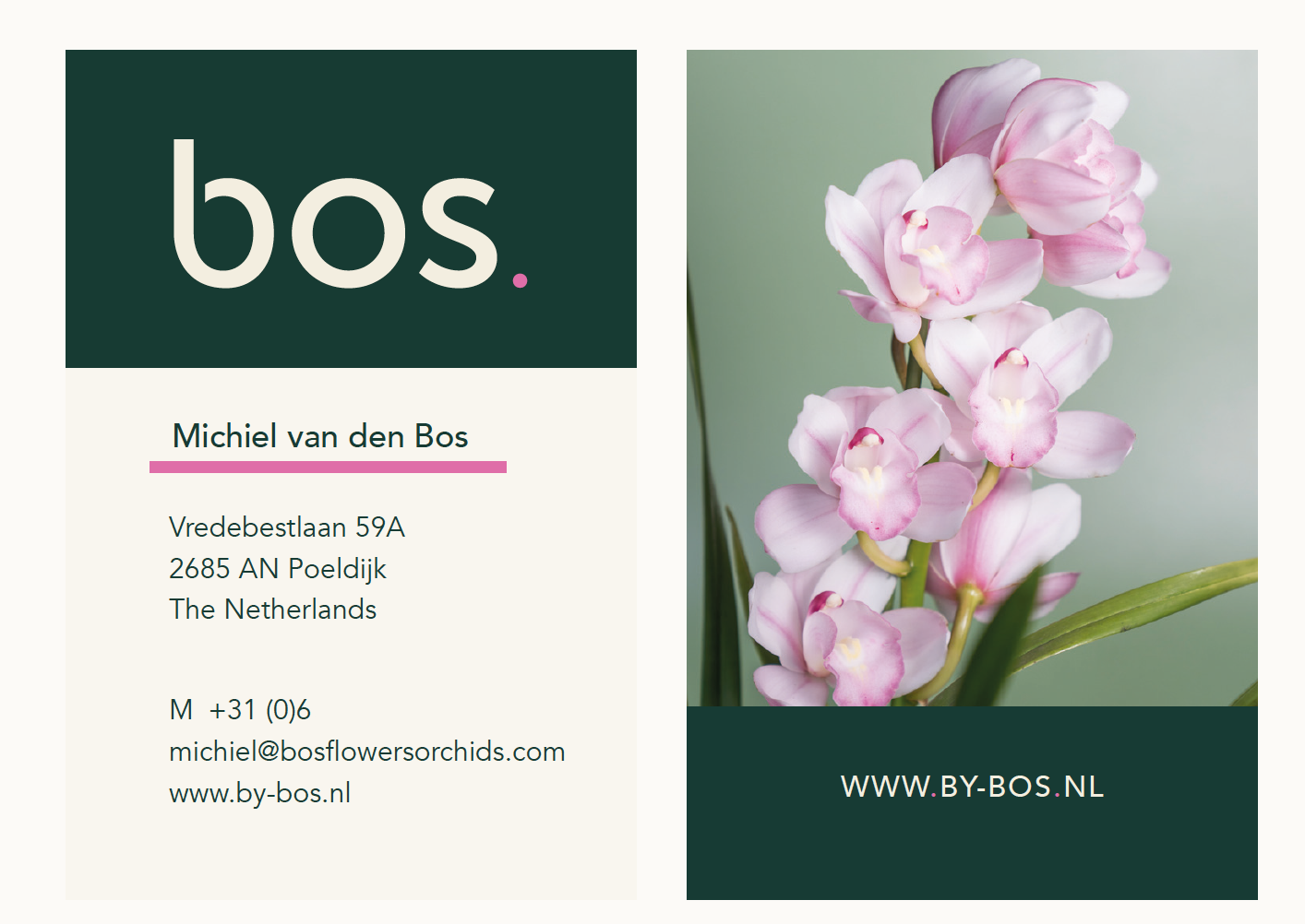 Logo, huisstijl, visitekaartje, Bos, Orchid, Flowers, Grafisch Ontwerp, Poeldijk, Westland, Mangoa