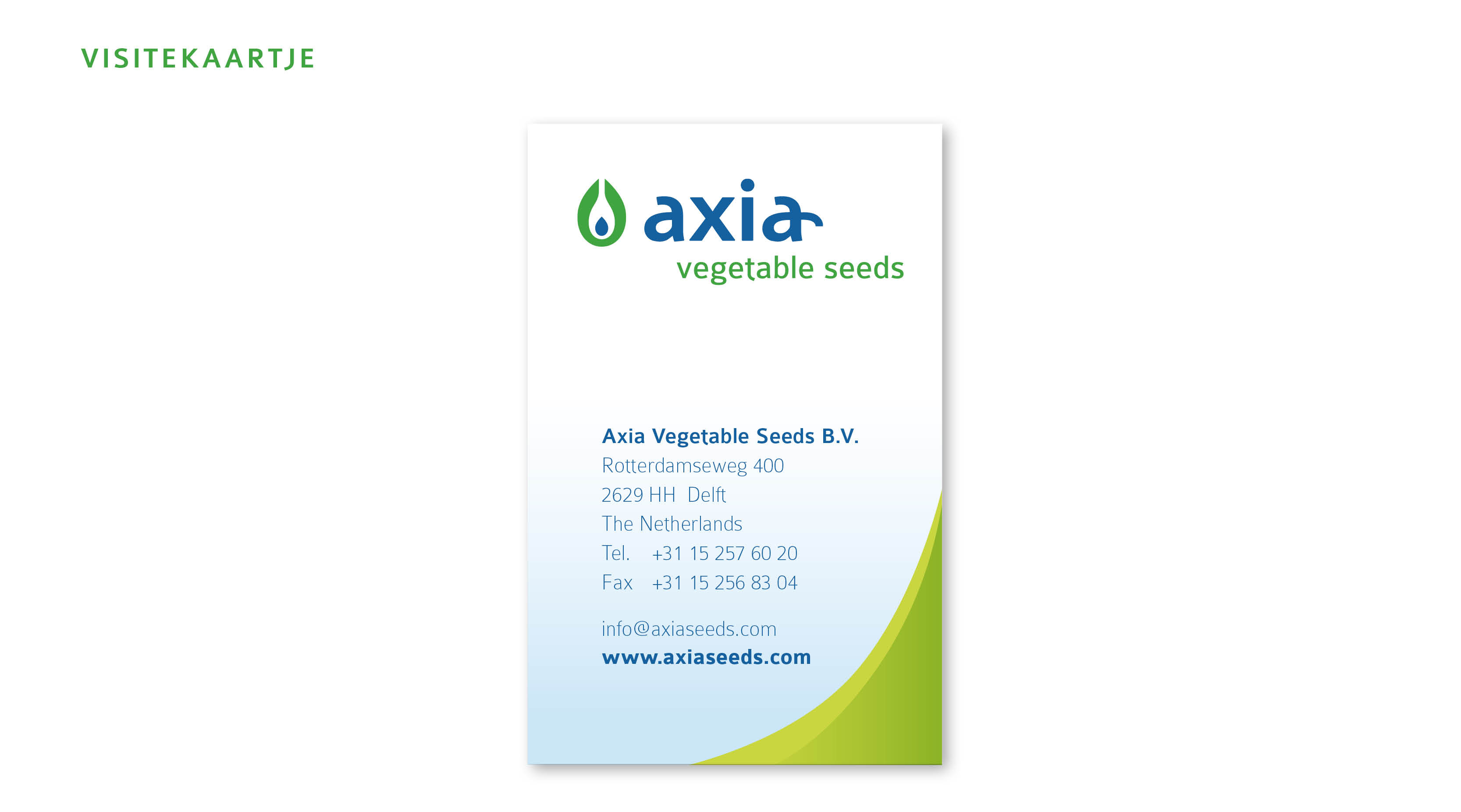 Logo, ontwerp, huisstijl, Axia, Vegetatie Seeds, design, corporate identity, Westland, Naaldwijk, Mangoa